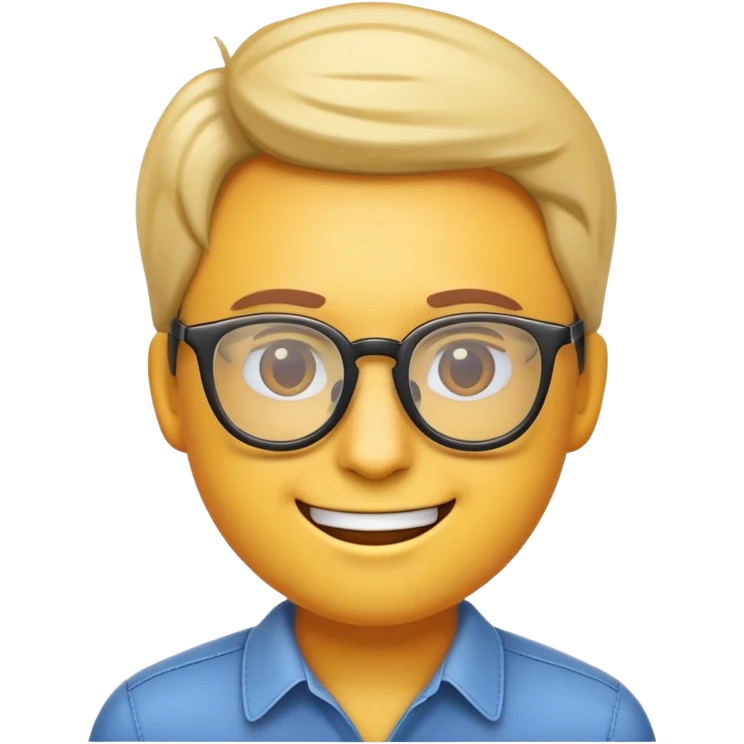 Make an emoji wearing glasses and under it written Cedric production  emoji