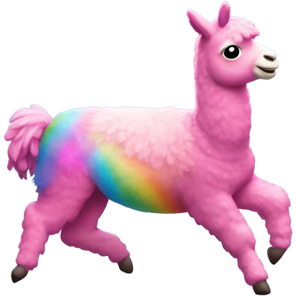 Pink llama jumping over a rainbow  emoji