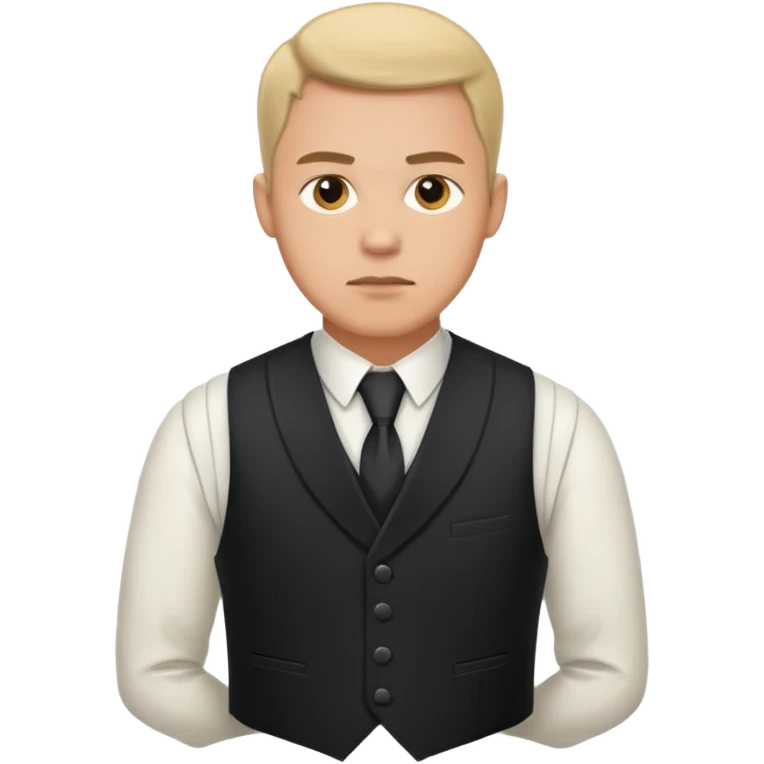 Adult man, wearing a formal vest, serious look
 emoji