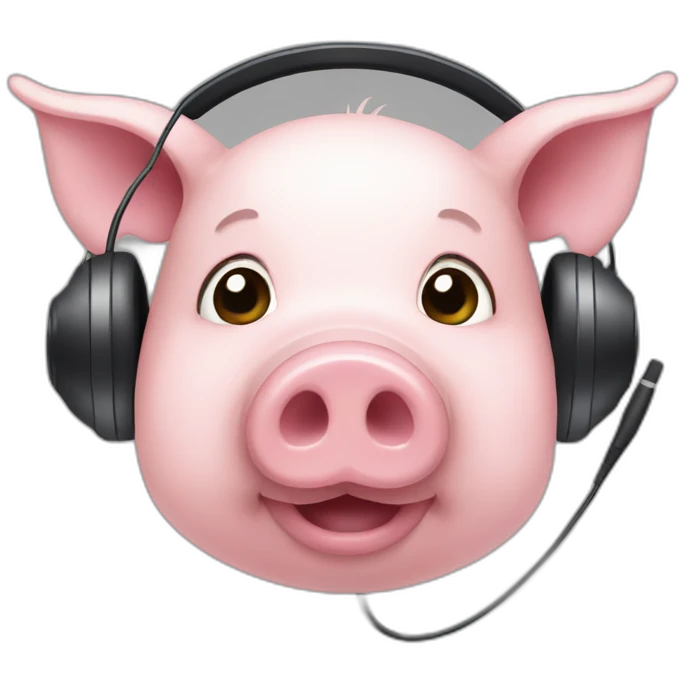 pig face with headset and microphone emoji