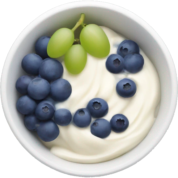 yoghurt bowl with grapes and blueberries emoji