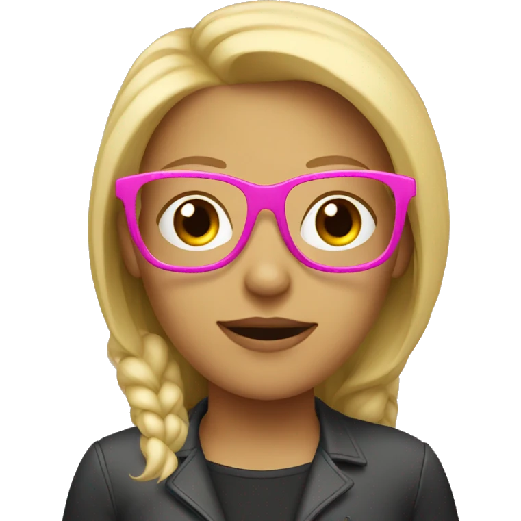 Blonde female programmer with pink glasses emoji