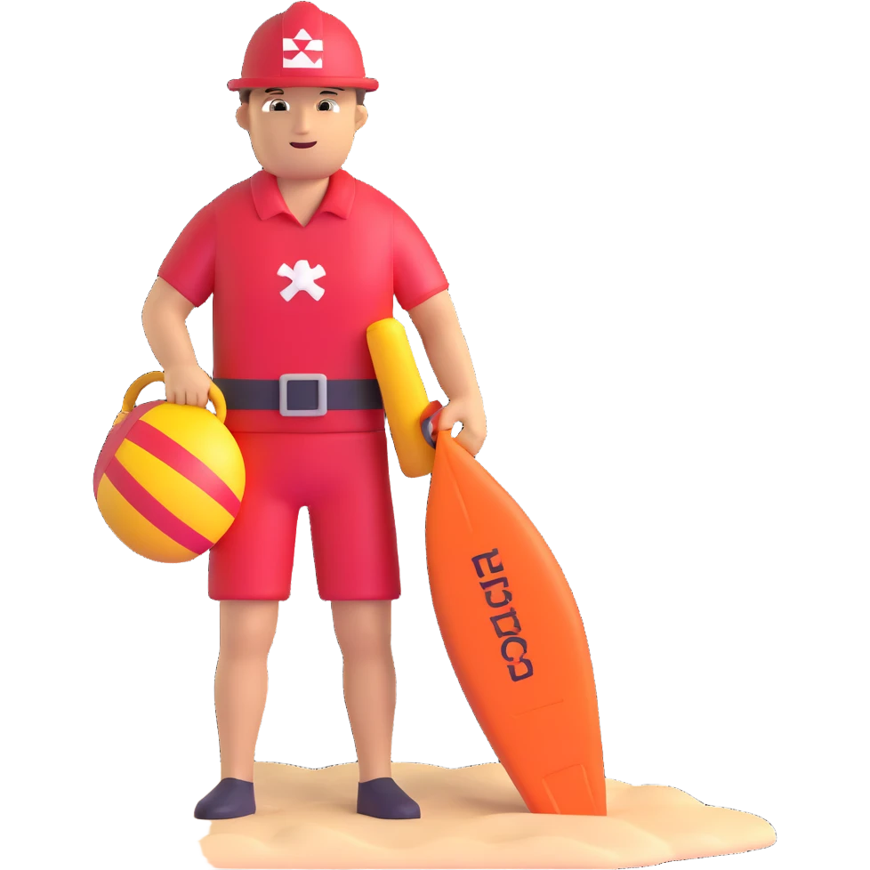 lifeguard with rescue buoy on beach emoji