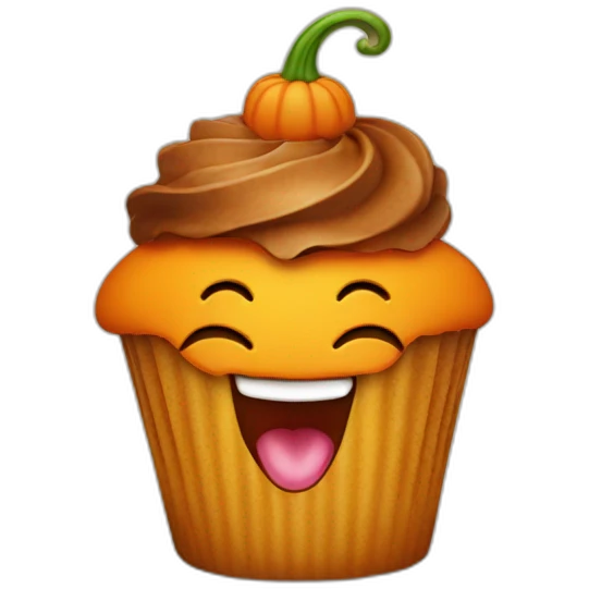 Happy pumpkin cupcake emoji