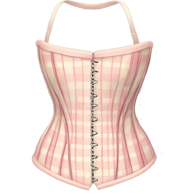 Cream pink plaid corset emoji