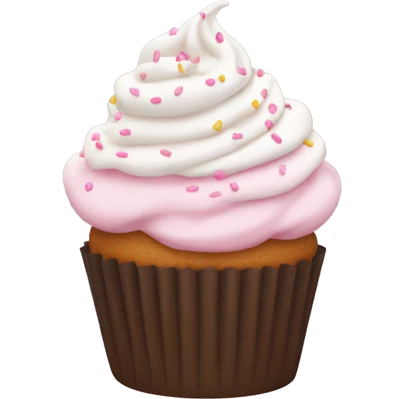 Cupcake with white frosting and pastel pink sprinkles emoji