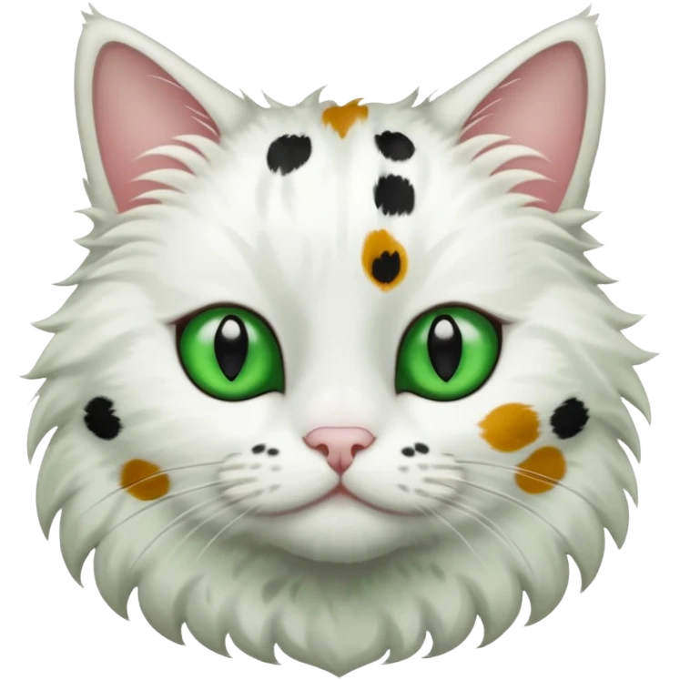 um gato branco com manchas pretas  olho preto e verde só manchas pretas corpo completo emoji