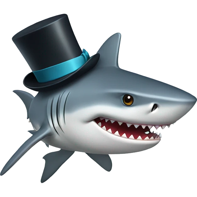 Shark with a top hat emoji