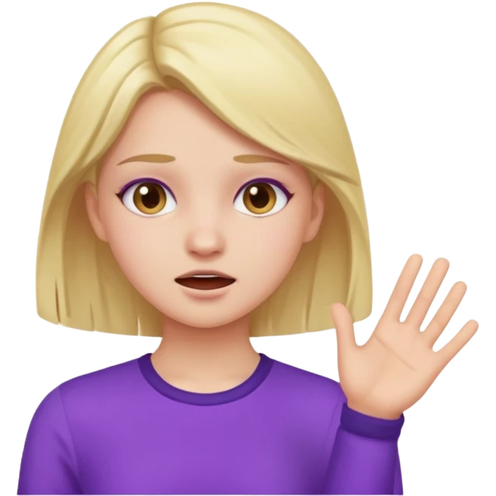 slapping face, girl wearing violet emoji
