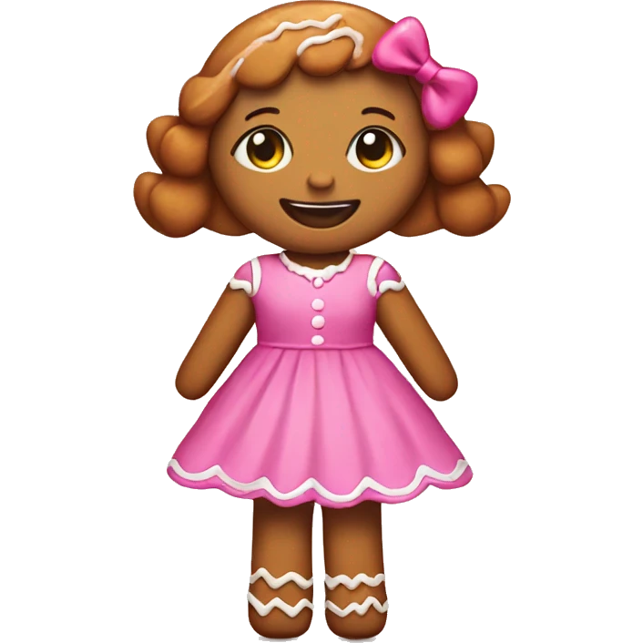 gingerbread girl with pink dress emoji