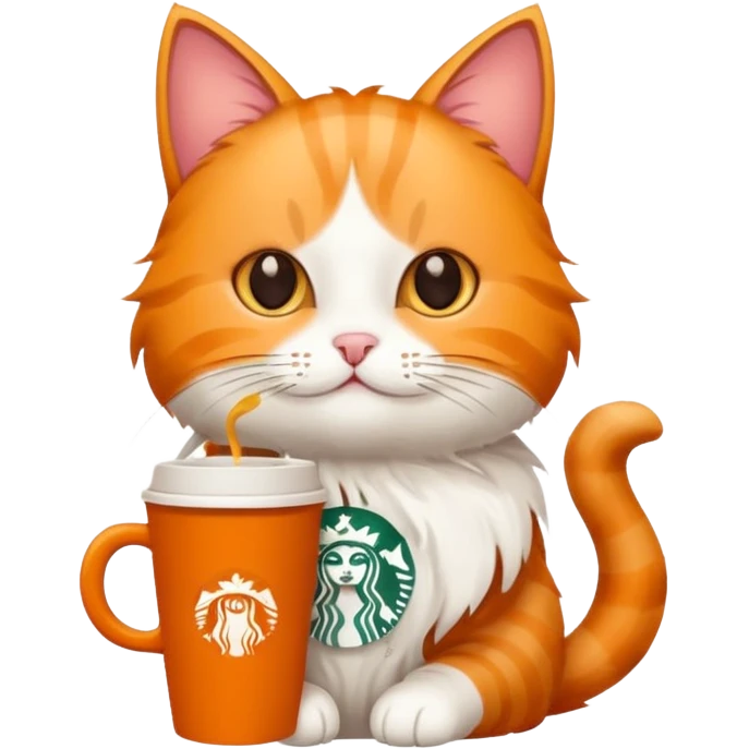 Cat whith cup from Starbucks emoji
