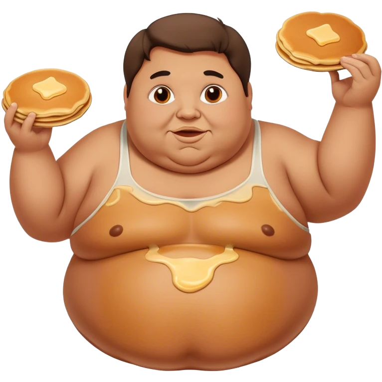 an obese man flipping a pancake emoji