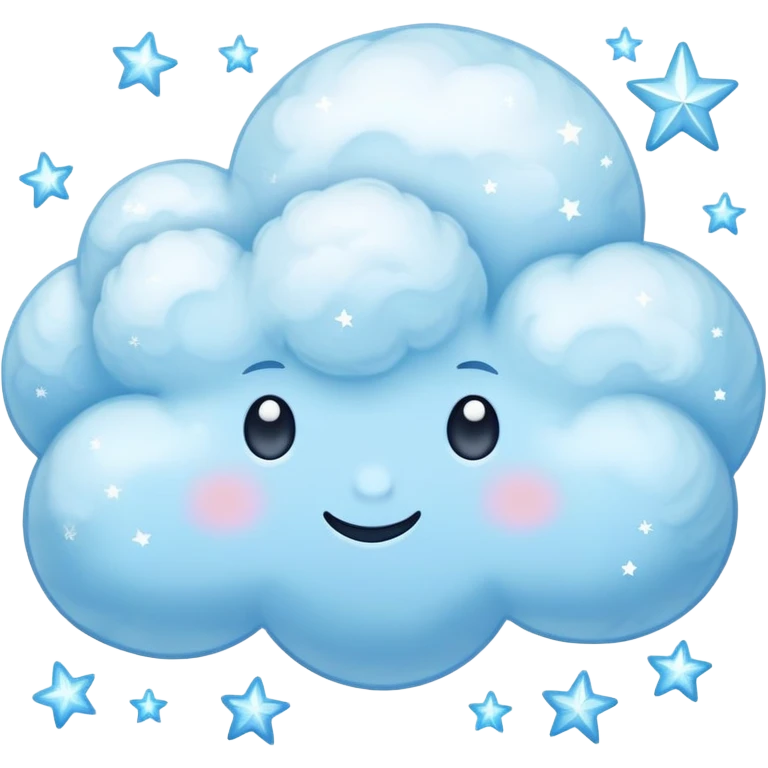pastel blue cloud with sparkling stars emoji