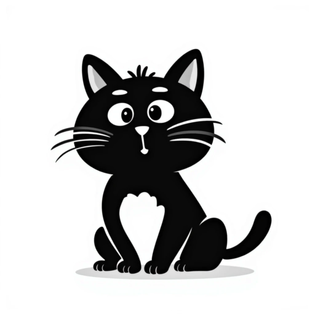 black cat with white bottom emoji