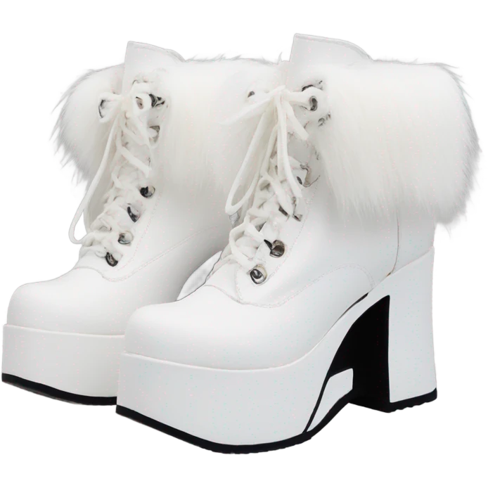 Platform Demonia High boots white fur emoji