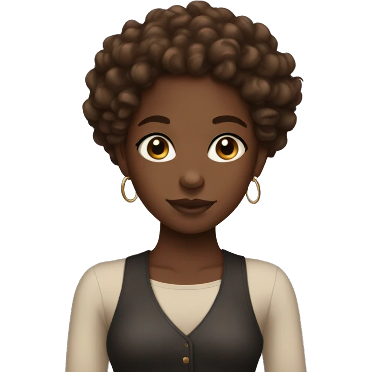 Black brown skin girl with curls emoji