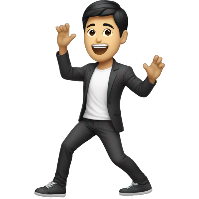 Dacing Asian guy at Friday  emoji