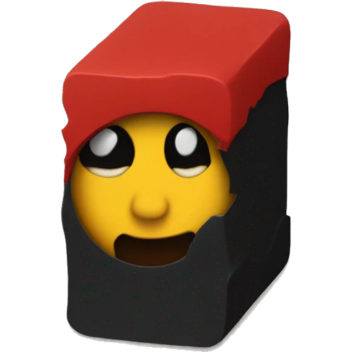 a wavy black and red rectangle with the medium sized yellow circle in the middle emoji