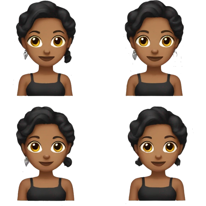 A Latina holding a tan frenchie with a black face emoji