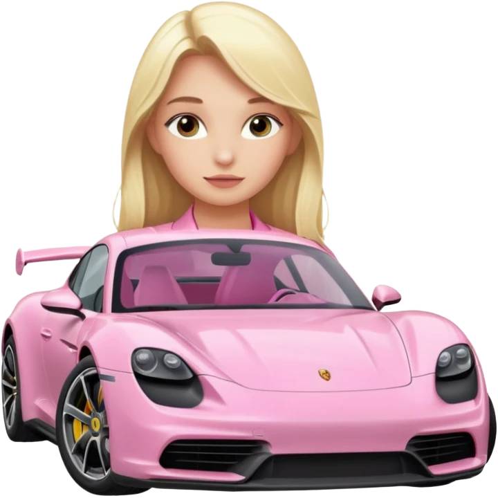 pink Porsche taycan blonde girl emoji