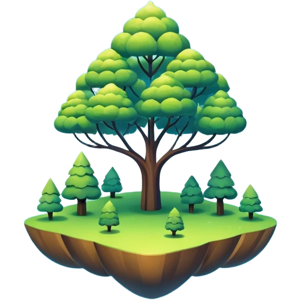 surreal heaven with endless skies, floating geometric shapes, and luminous trees emoji
