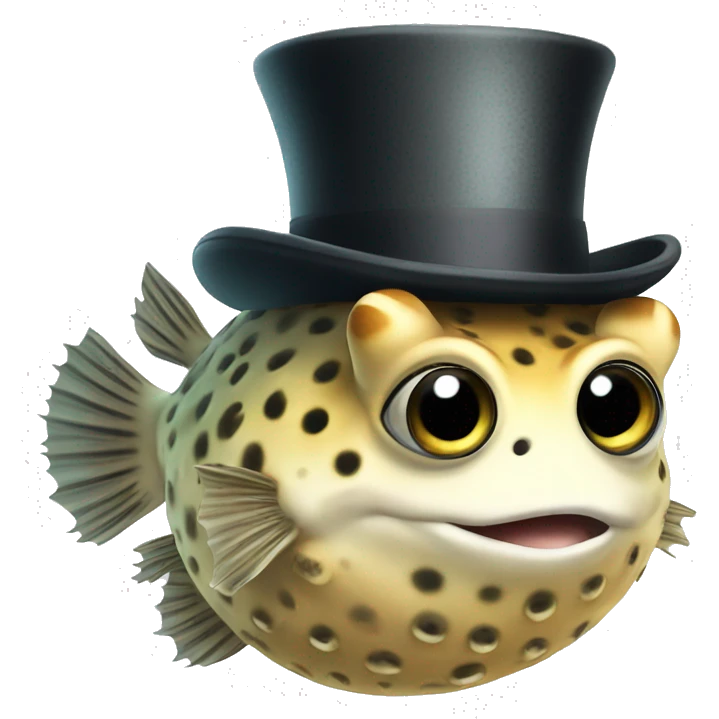 puffer fish with top hat emoji