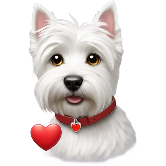 westie with collar that has red heart on it emoji