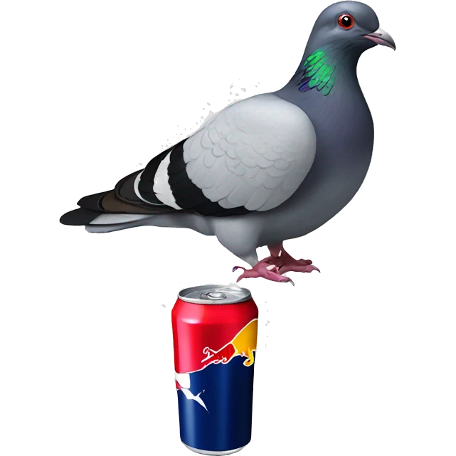 Pigeon drinking red bull  emoji