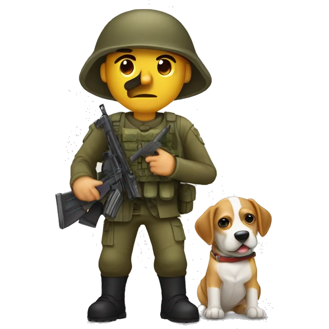 Soldado  con un perro encima emoji