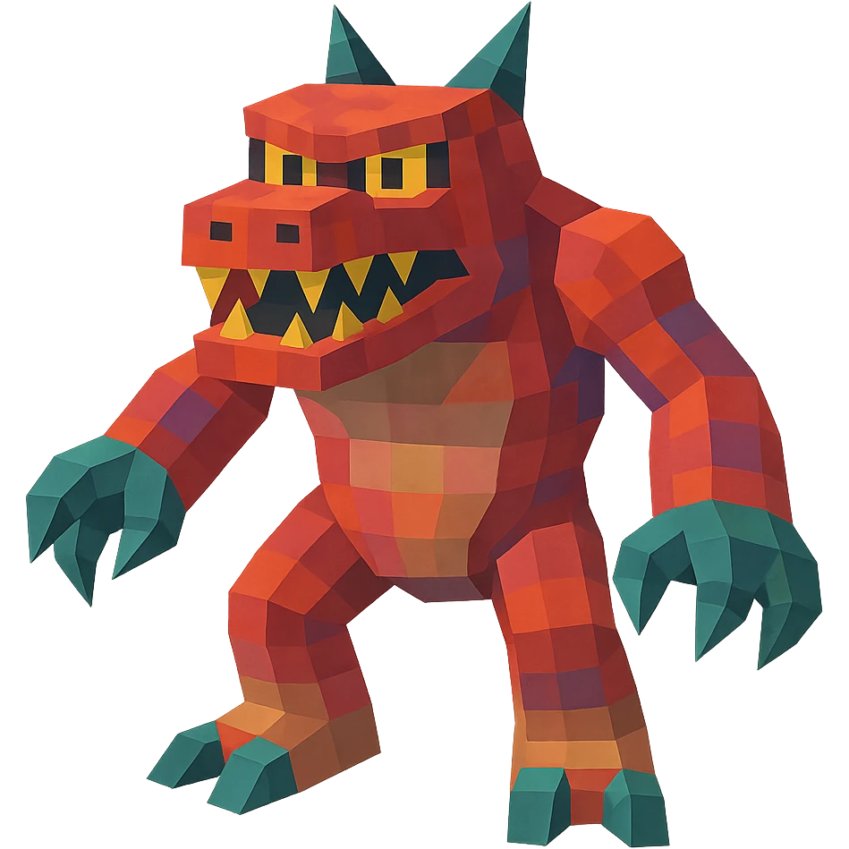 low-poly 3D monster with geometric shapes and bright colors emoji