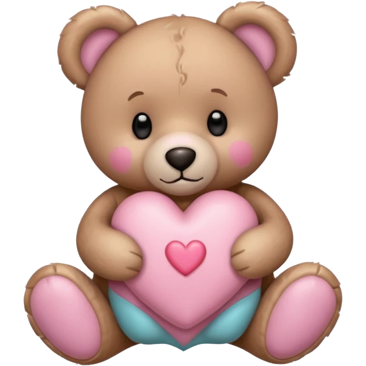 Valentine teddy bear with pastel pink heart emoji