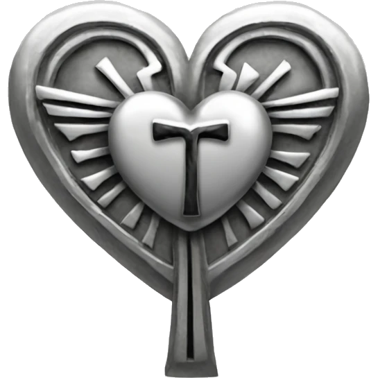 Silver heart shape with ankh in the center emoji