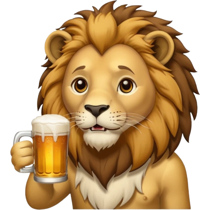 Lion with beer emoji