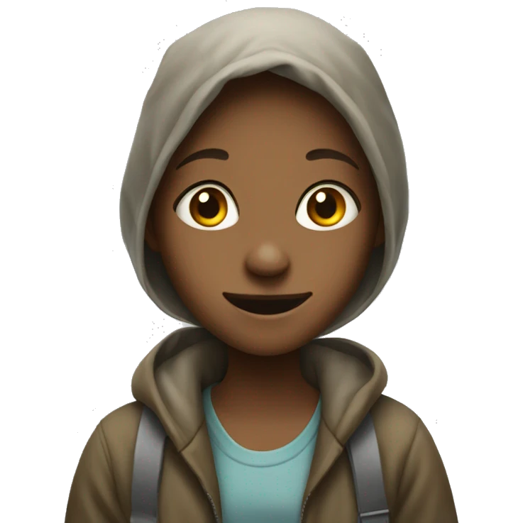 homeless girl looking happy emoji