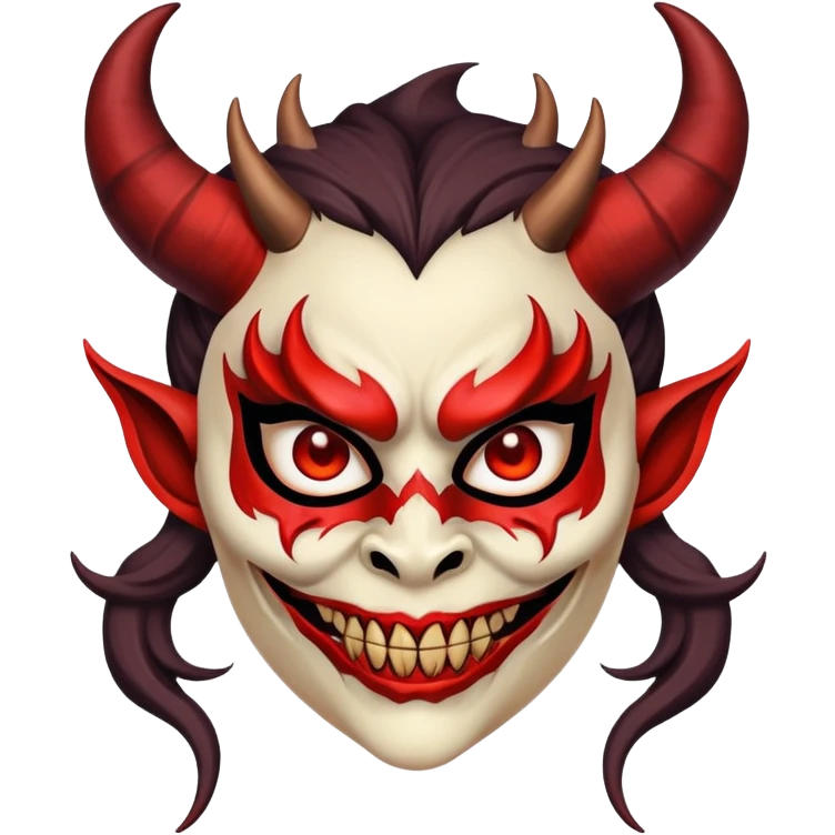 woman wearing a scary demon mask with horns emoji
