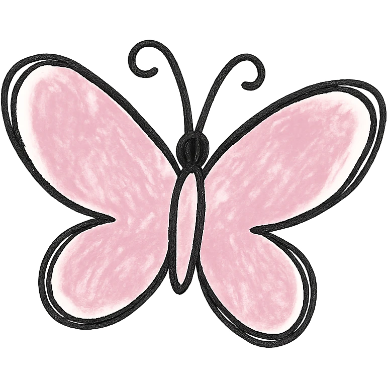 hand drawn outlined icon of a pink butterfly, no fill, transparent background, thick lines emoji