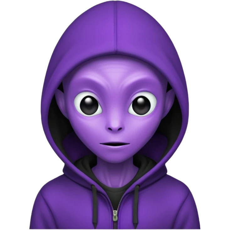 bright purple allien with black hoodie emoji