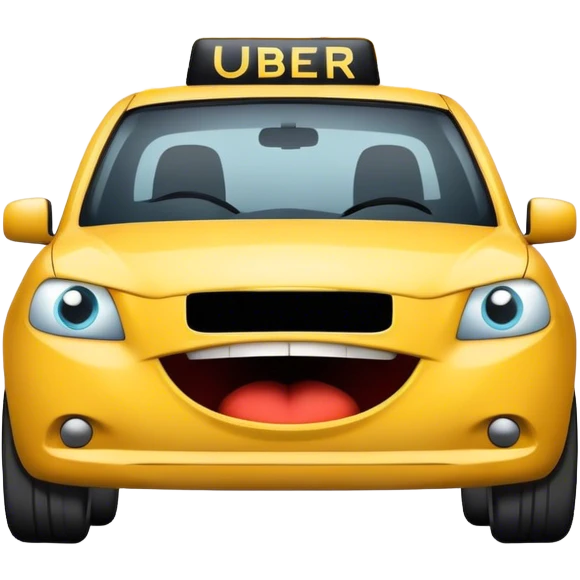 logo of uber being scared, screaming before car crash emoji