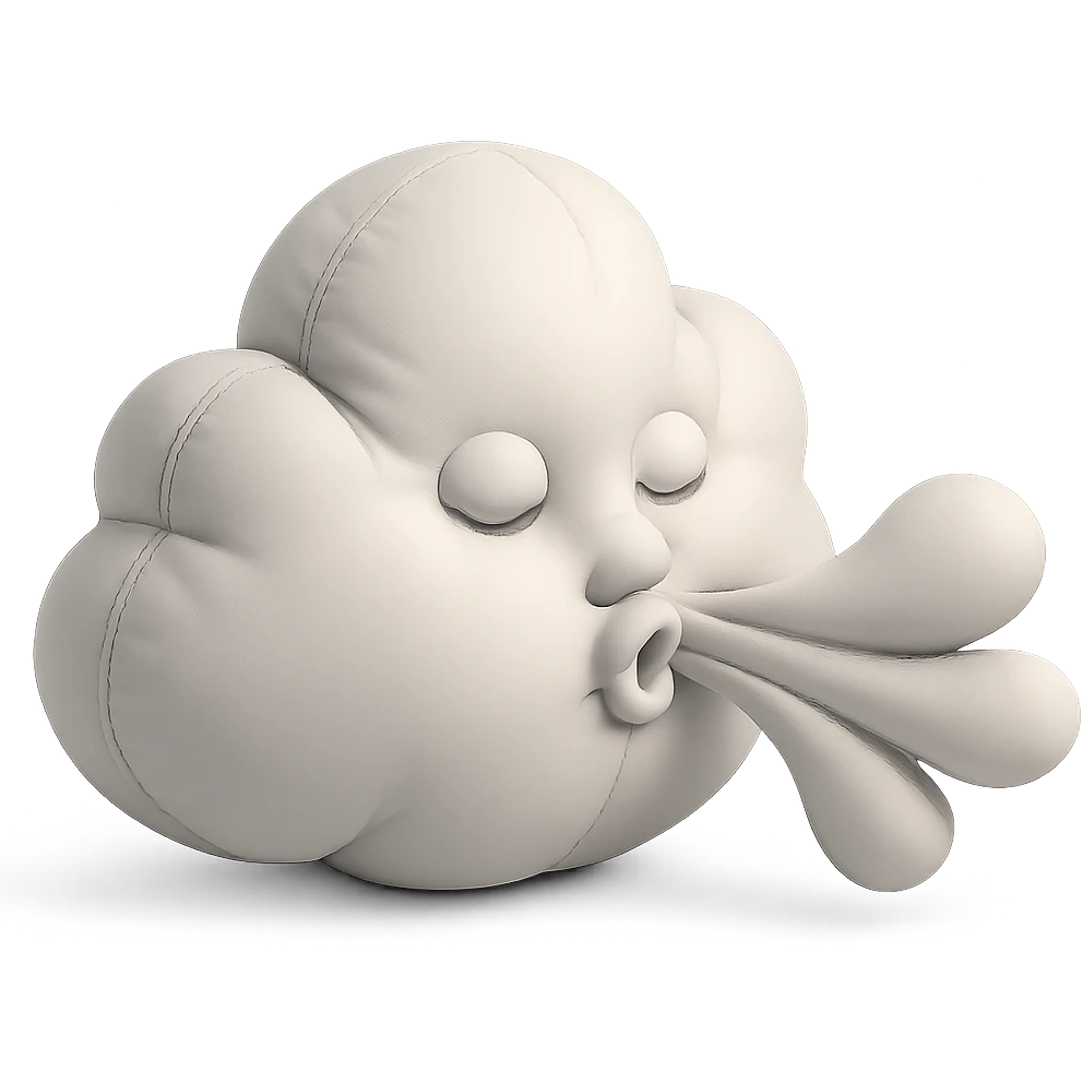cloud blowing wind, soft plush cushion style emoji