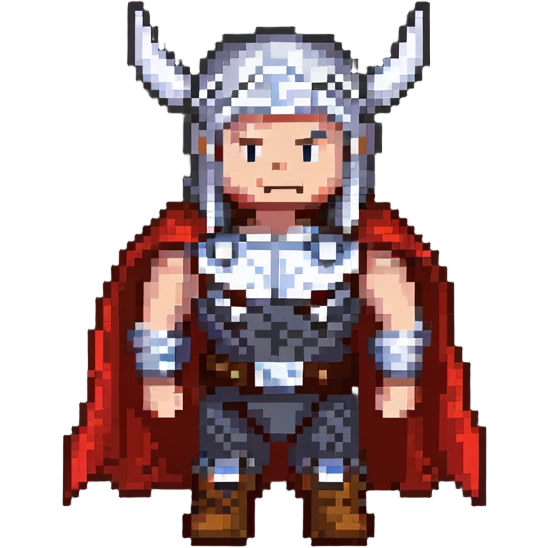 friendly thor superhero with red cape for children emoji
