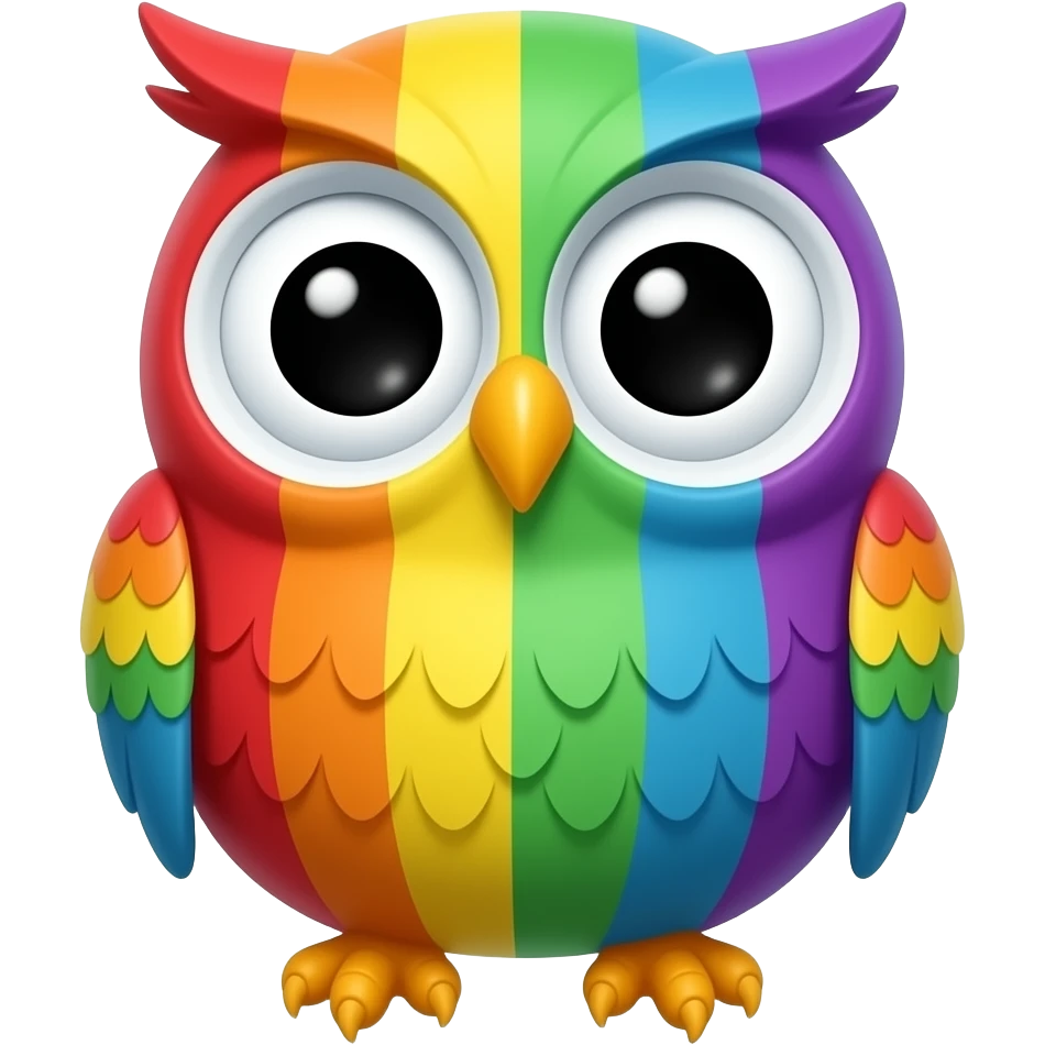 Cartoon owl Rainbow fun emoji