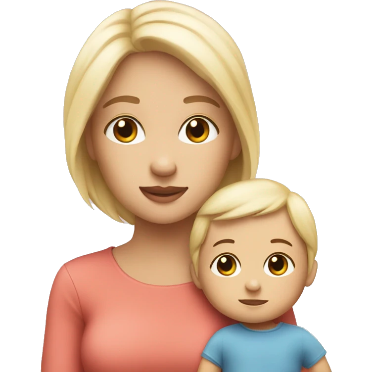 little white girl with baby son plushy emoji