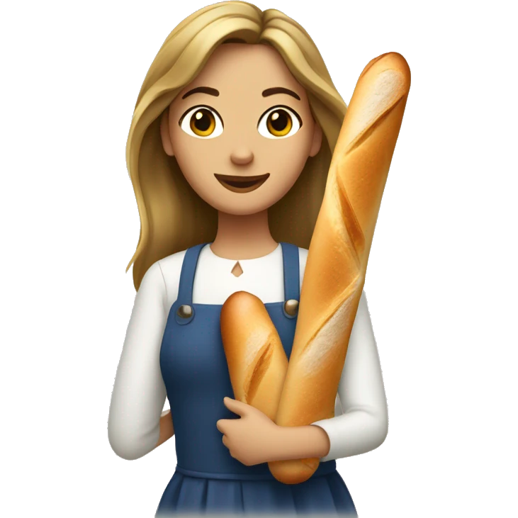 French girl with a baguette emoji