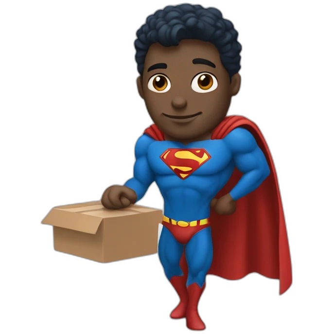 Blues superman with a big box in hand emoji