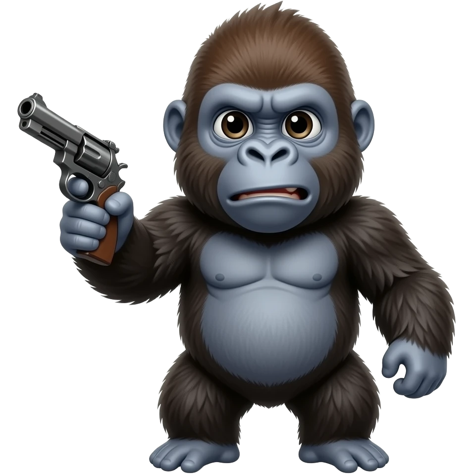 Baby Banana gorilla mad with a gun emoji