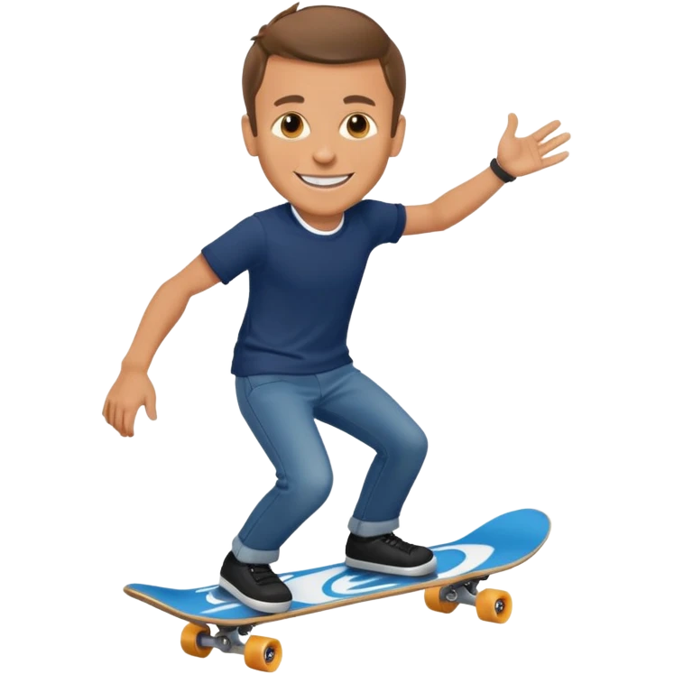 macron riding skate board emoji