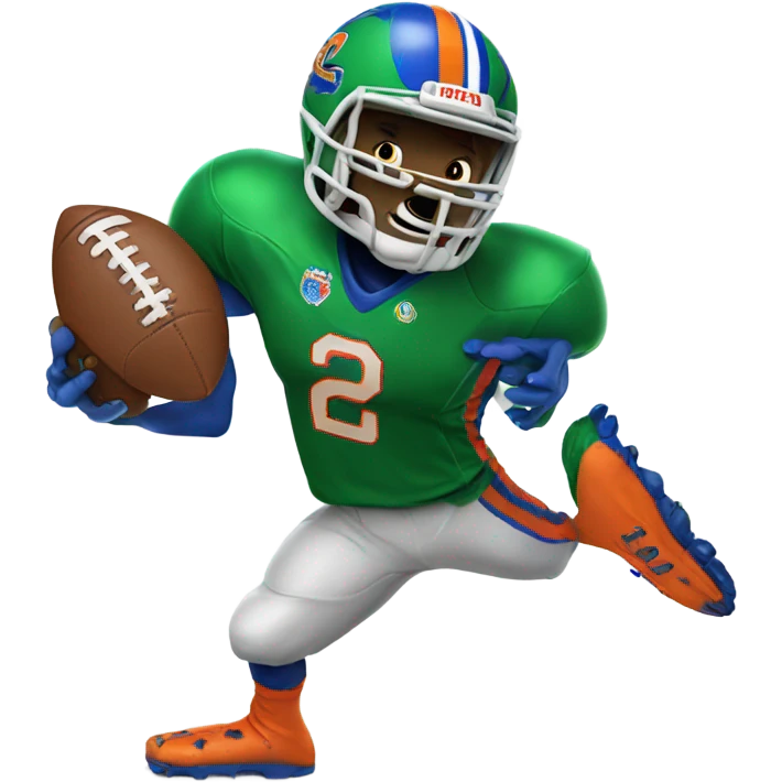 A gator in a epic gators tv football jersey playing football emoji
