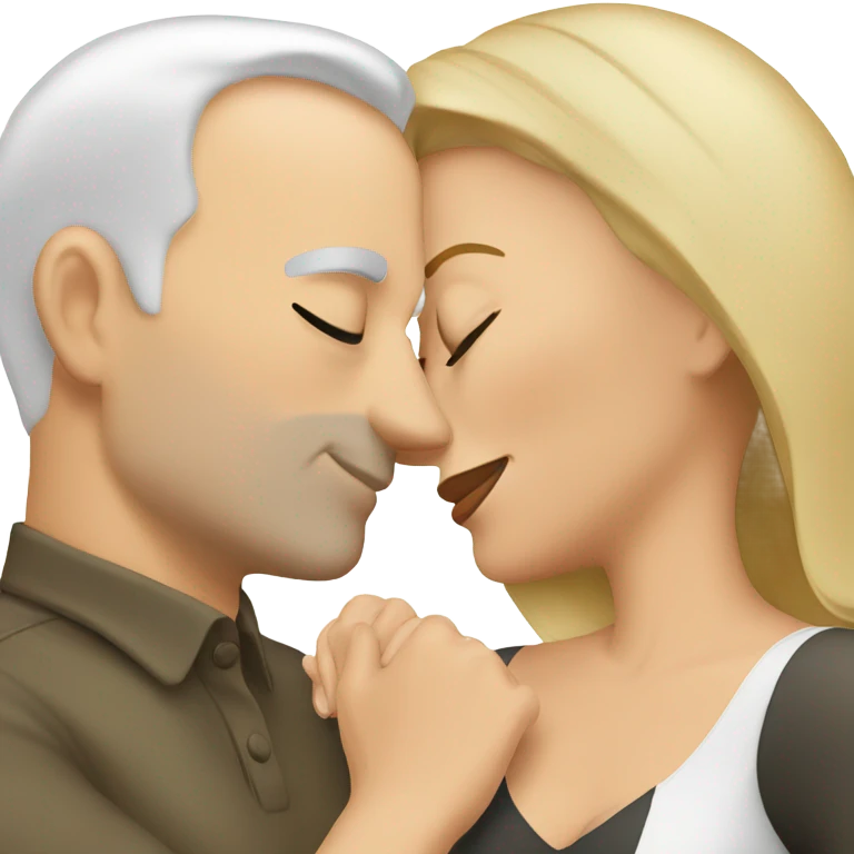 White wife kissing on white husband emoji