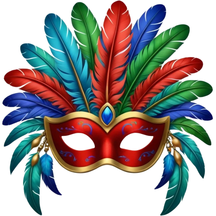 Feather Mask – Mask decorated with colorful feathers. emoji