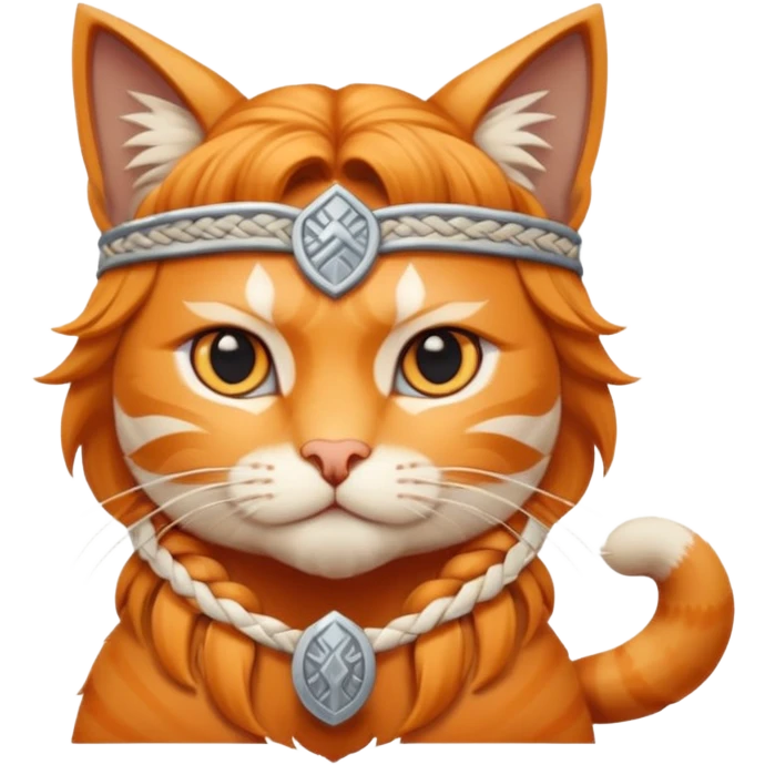 valorous Viking cat in Valhalla, surrounded by Norse symbols emoji